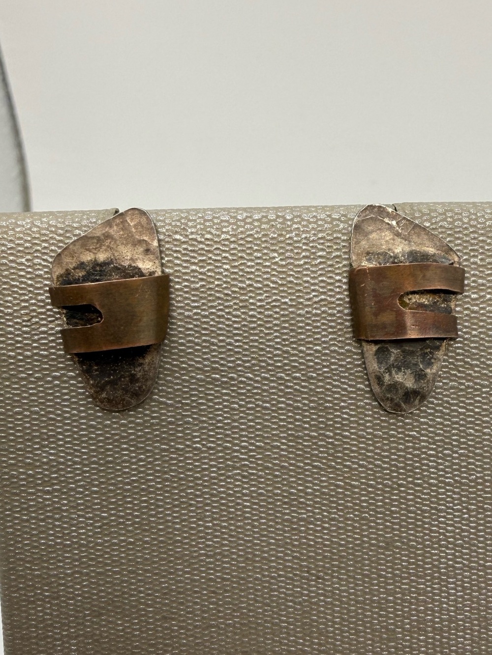 Vintage 1990 Signed Artisan Handmade Mixed Metal Sandal Earrings